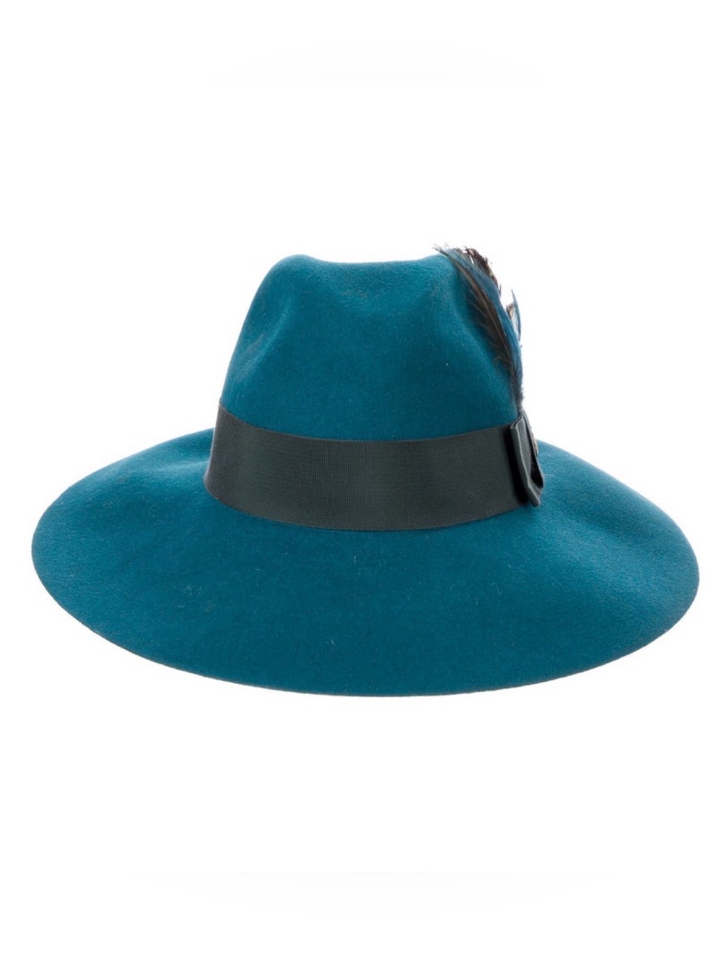 Gucci Teal Wide-Brim Fedora Hat - Size Small
